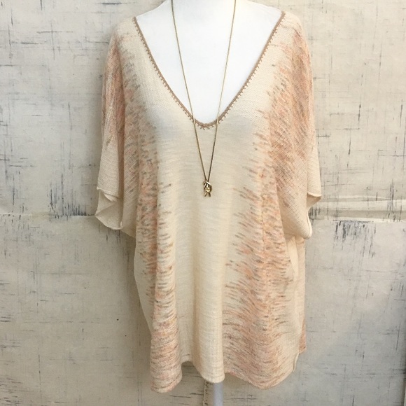 Free People Tops - Free People Boho Cream Knit Poncho Blouse